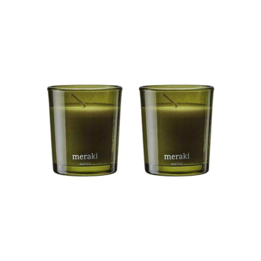 Meraki Duftkerzen Set Oud in Grün und Weiß aus Glas - Bild 1