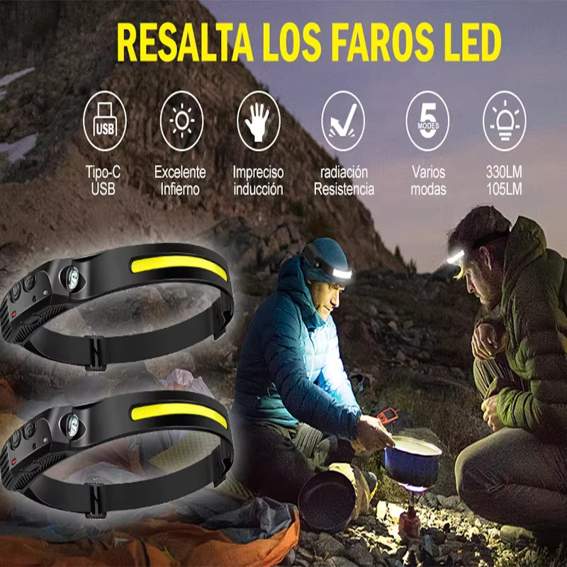 Heinast LED Scheinwerfer mit Bewegungssensor und COB-Funktion, USB-aufladbare wasserdichte Taschenlampe und Camping-Laterne in Schwarz - Bild 6