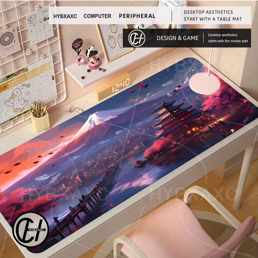 HYBXAXC Gaming-Mauspad mit Japan Scenic Mount Fuji Pagode Print, Schreibtischunterlage aus Gummi in Multicolour - Bild 3