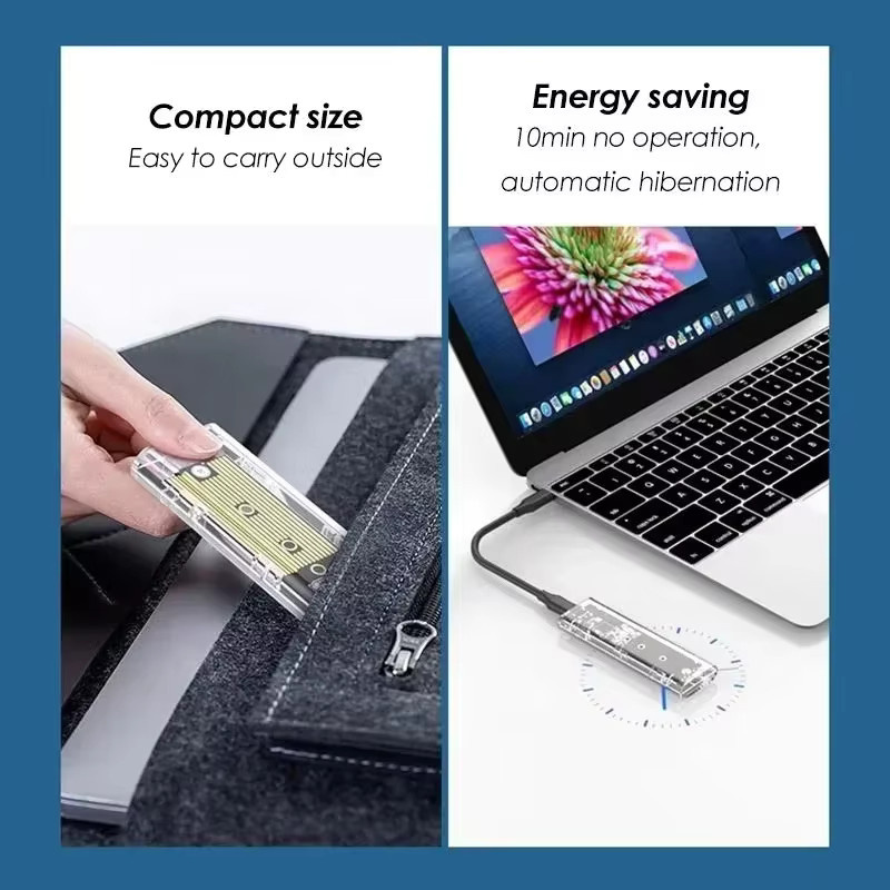 Kebidu M.2 NVMe PCIe SSD externes Gehäuse Transparent mit USB Typ C 10 Gbit/s für M.2 NGFF SATA Protokoll - Bild 4