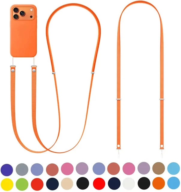 Verstellbares Telefon-Lanyard als Anti-Verlust-Crossbody-Gurt mit drehbarem Halsband und Schlüsselanhänger in Grün und Orange - Bild 1