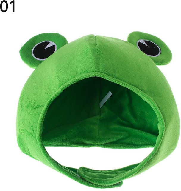 Lustige Große Froschaugen Cartoon Plüschhut, Grüne Kopfbedeckung Mütze - Bild 1