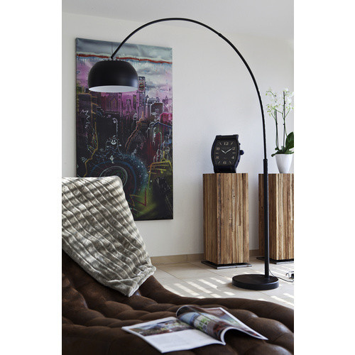 SalesFever Bogenstandleuchte in Schwarz aus Metall und Marmor mit E27 Fassung, Höhe: 195 cm - Bild 3