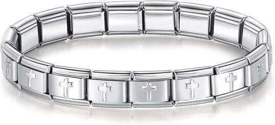 YIRAN Jewelry Armband Armreif, Edelstahl, Weiß, 9mm, Damen - Bild 1