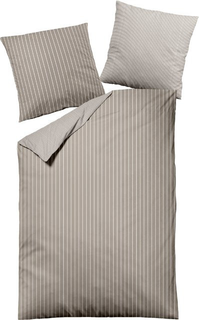 Bettwäsche Mondo Mako-Satin aus Baumwolle mit Bettbezug und Kissenbezug, Beige und Braun, B/H: 155 x 220 cm und 80 x 80 cm - Bild 1