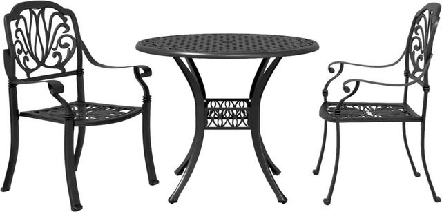 vidaXL 3-teiliges Bistro-Set aus Aluminium-Druckguss in Schwarz für Garten, Balkon und Terrasse - Bild 1