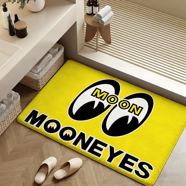 M-MooneyesS Bodenmatte aus weichem Flanell, rutschfeste und saugfähige Teppichmatte für Badezimmer und Schlafzimmer, Weiß-Gelb, B/T: 60 x 40 cm - Bild 1