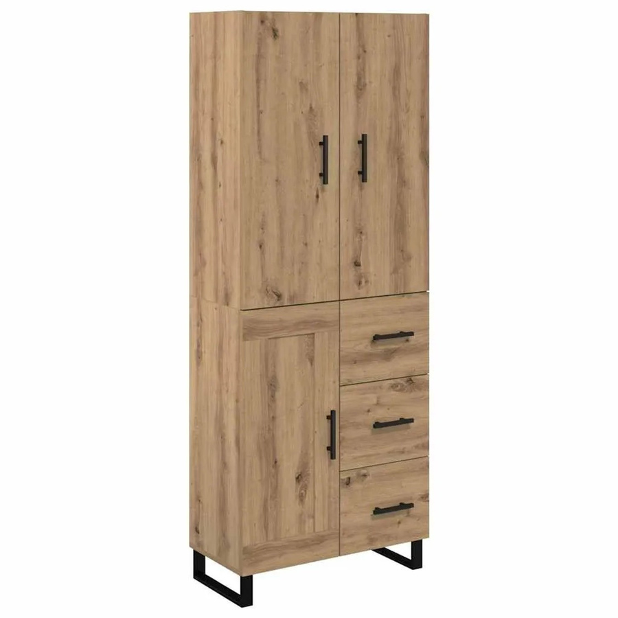 vidaXL Highboard 2-teilig in Artisan-Eiche mit Glasfronten, B/T/H: 180 x 40 x 69,5 cm - Bild 2