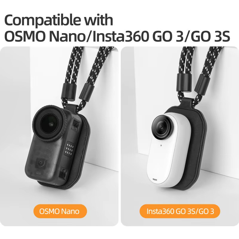 Magnetische Kamerahalterung als Halsband für DJI Osmo Nano und Insta360 GO 3S/GO 3, verstellbarer Nackengurt in Schwarz - Bild 3