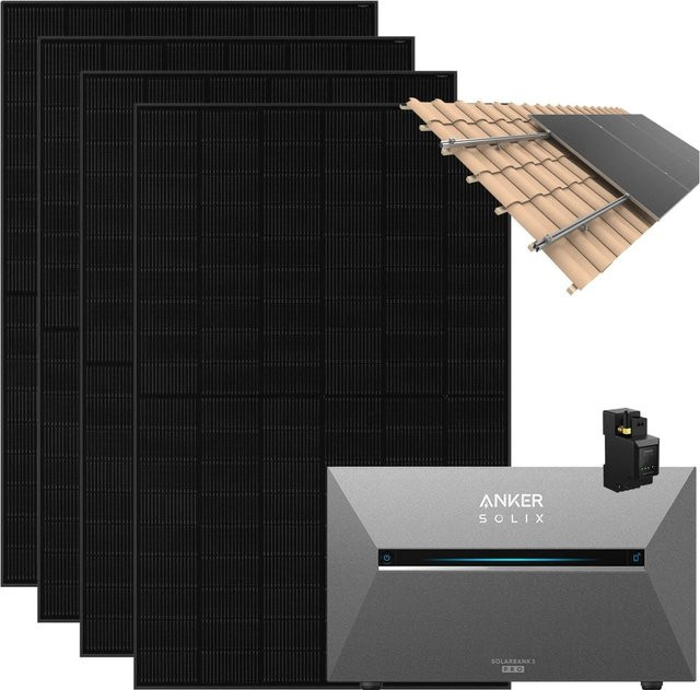 Anker SOLIX Solarbank 3 Pro 1.820 W Balkonkraftwerk mit Smart Meter Halterung für Dachziegel in Schwarz und Grau - Bild 1