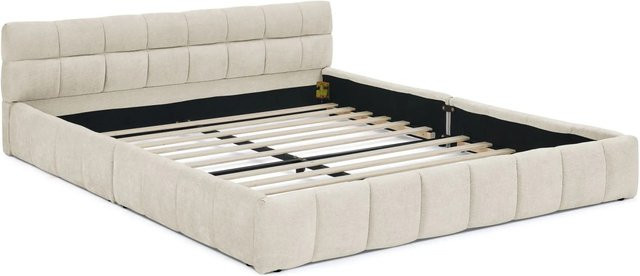 okwish Einzelbett mit Chenille Bezug in Beige für das Kinderzimmer oder Schlafzimmer, B/T/H: 160 x 200 x 59 cm - Bild 1