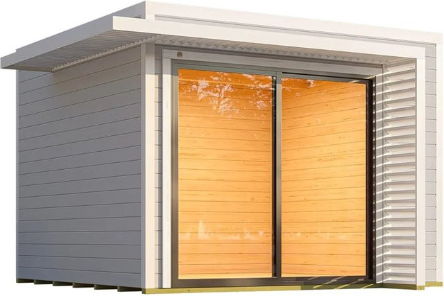 Weka Gartenhaus Amberley mit Doppelschiebetür in Grau-Weiß, B/T: 300 x 300 cm - Bild 1
