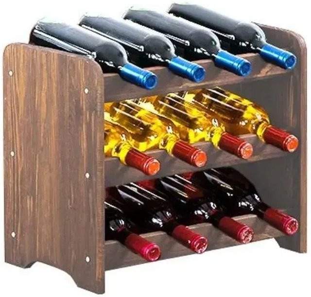 PROREGAL Pinotwine Weinregal aus massivem Kiefernholz, Braun geölt, H x B x T: 36 x 44 x 26,5 cm, Platz für 12 Flaschen - Bild 1