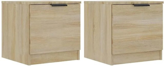 vidaXL Nachttische 2er Set Sonoma-Eiche in Braun und Beige, B/T/H: 40 x 39 x 40 cm - Bild 1
