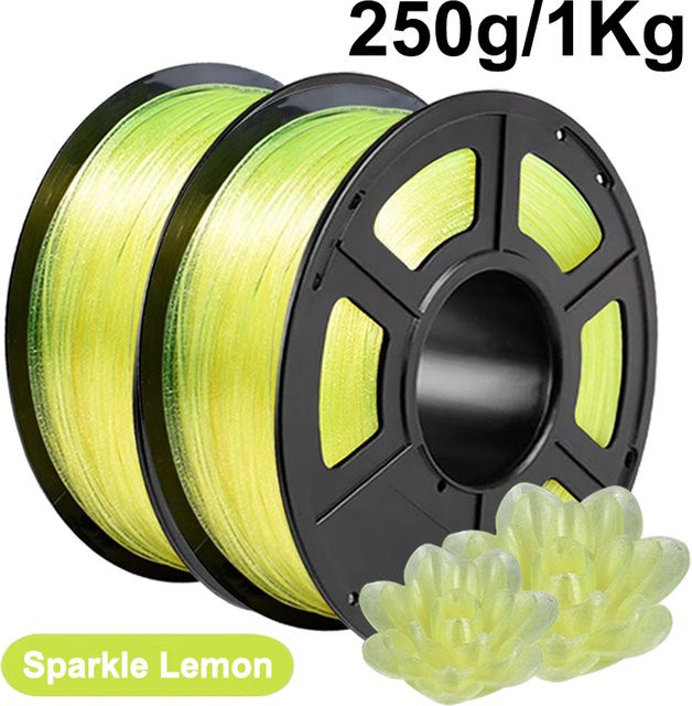 3D Maliang PLA Crystal Sparkle Lemon 3D-Drucker-Filament 1,75mm Transparent Gelb - Bild 1