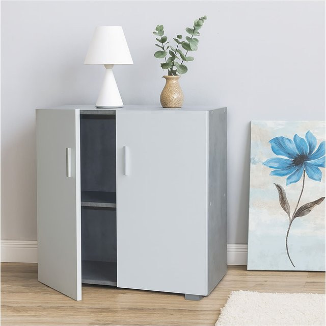 HTI-Living Sideboard Thekla mit 2 Fächern in Beton-Optik Weiß - Bild 1