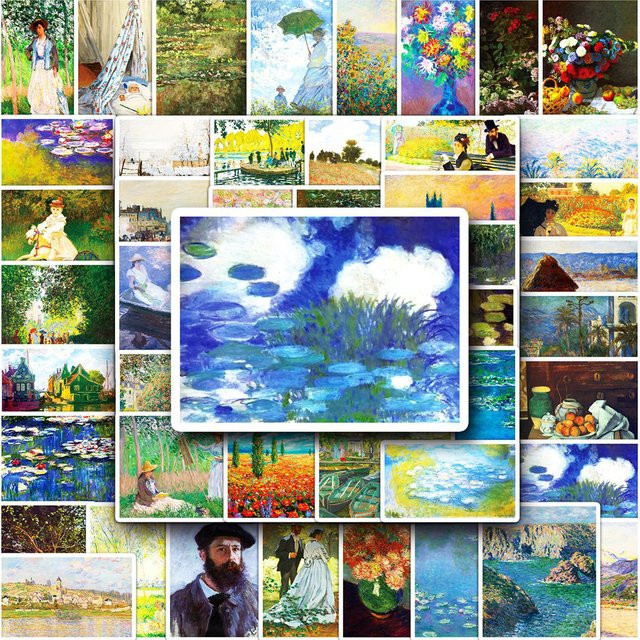Charile Monet Kunst Ölgemälde Landschaft Aufkleber, 10-teiliges Set, multicolor - Bild 1