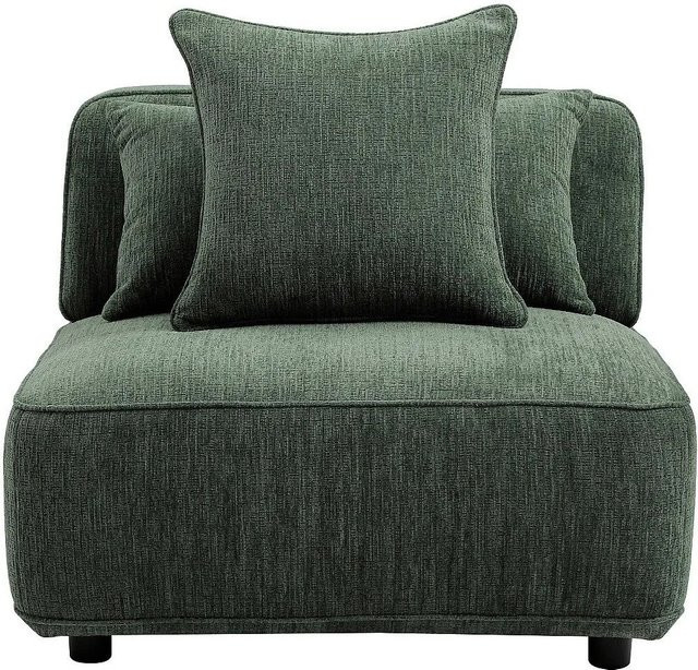 Lelaco Sessel mit gerader Rückenlehne in Grün aus Chenillestoff, Höhe: 91 cm, Breite: 74 cm, Tiefe: 105 cm - Bild 1