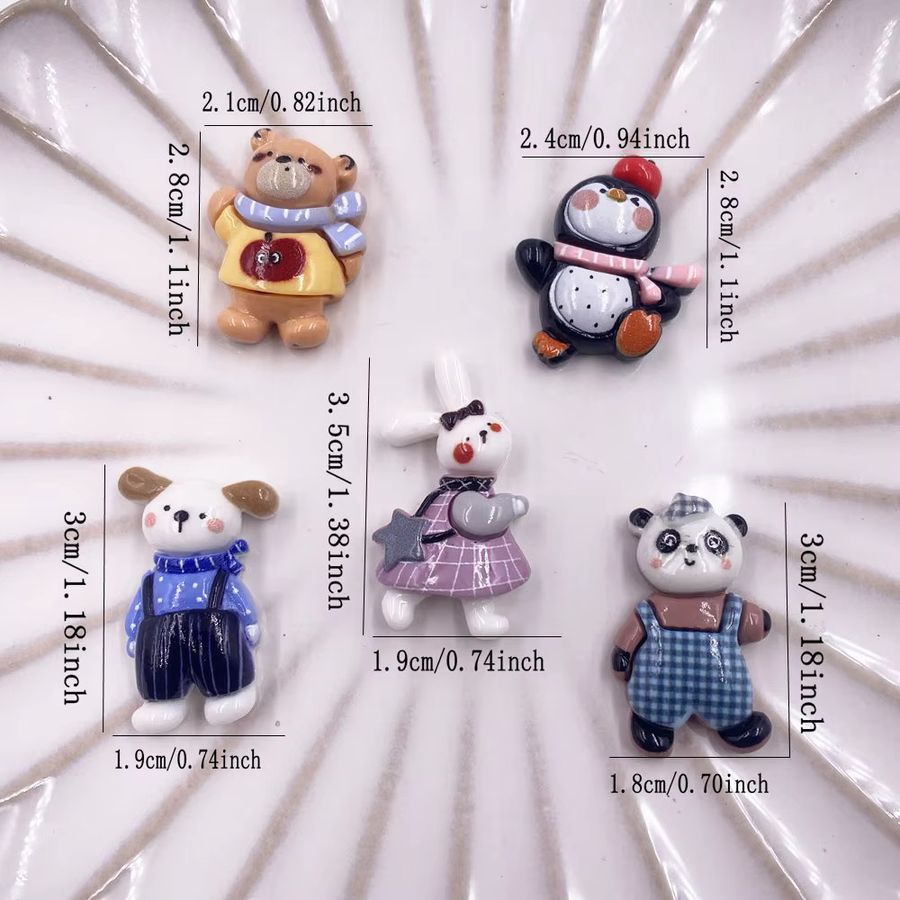 10er Set bunte Tierfiguren aus Harz für DIY Dekoration und Handwerk mit Panda, Kaninchen, Bär, Pinguin und Hund in Multicolor - Bild 2