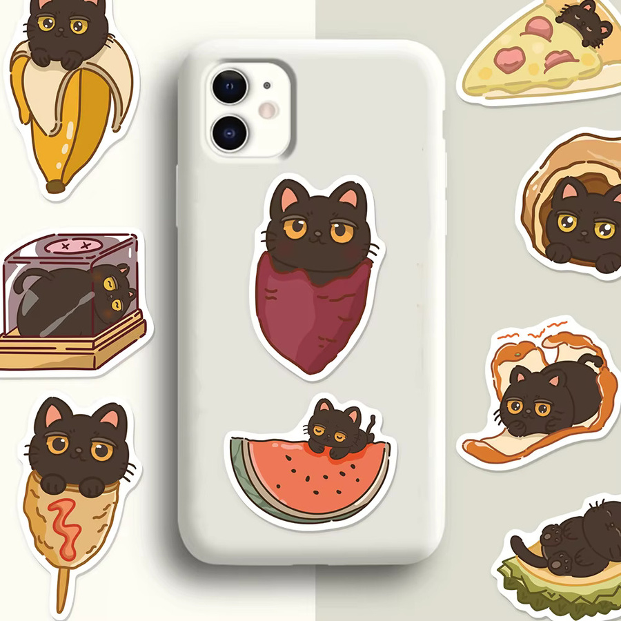 PickJoy 50 Stück Schwarze Katze Graffiti Aufkleber wasserfest für Notebook, Gepäck und Tassen in Schwarz und Multicolour - Bild 3