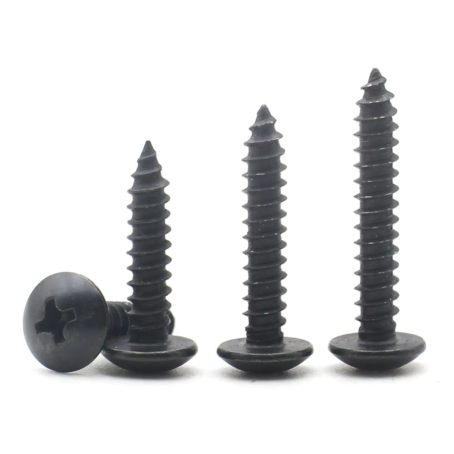 Zimir 10 Stück selbstschneibende Pilzkopfschrauben aus 304 Edelstahl, schwarz verzinkt, Kreuzschlitz Phillips, M3 M3,5 M4 M5 M6 - Bild 2