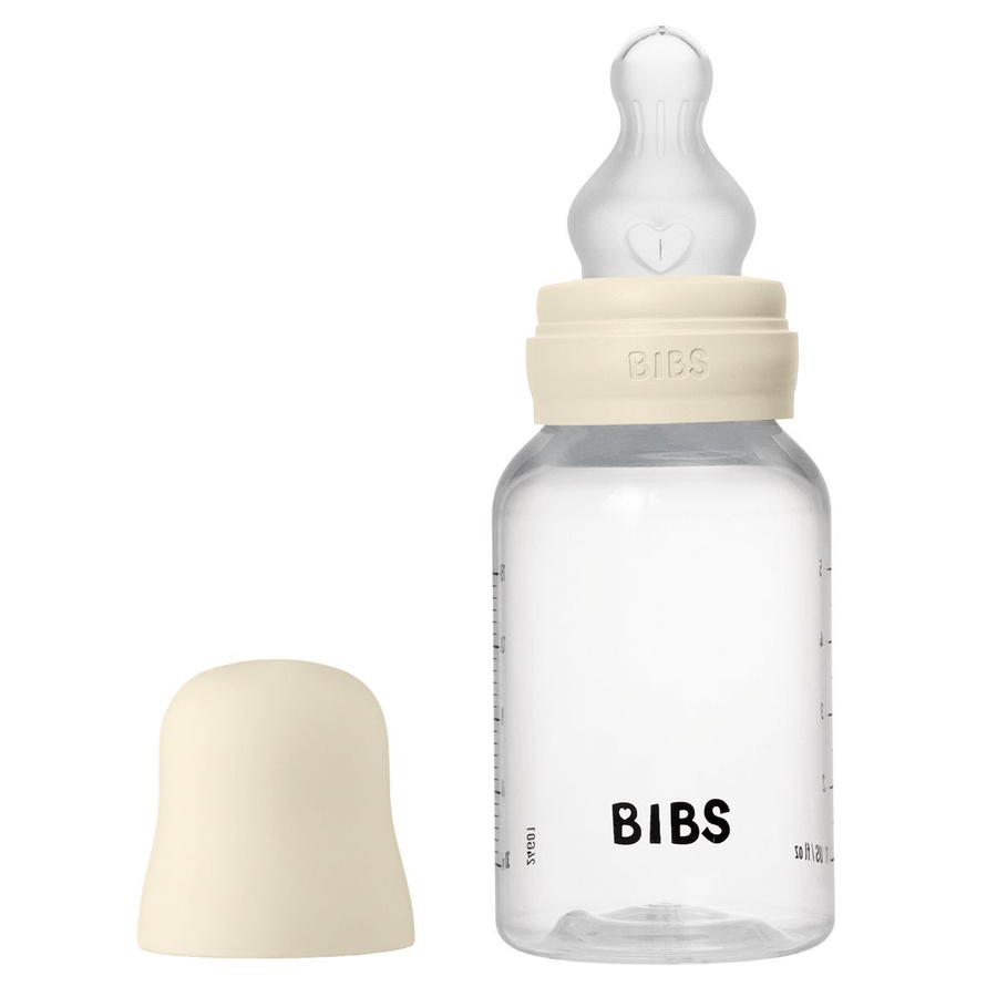 BIBS Baby Flasche PP Round mit Silikon Trinksauger und Anti-Colic Ventil, Ivory, 150 ml - Bild 1