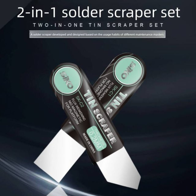 SiKO 2-in-1-Zinnschaber-Set mit flachem und schrägem Mund für professionelle Reparaturen und das Entfernen von Lötkleber - Bild 1