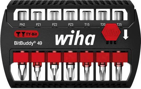 Wiha BitBuddy Bit-Set 7-teilig mit Phillips, Pozidriv und TORX Plus, 49 mm Länge - Bild 1