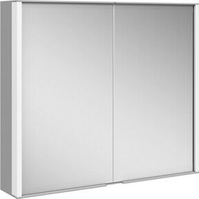 Keuco Spiegelschrank Royal Match si-elox in Silber mit 2 Drehtüren, integrierter LED-Beleuchtung, Sensor-Schalter und Steckdose für Rasierer, B/H/T: 80 x 70 x 16 cm - Bild 1