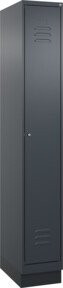 C+P Spind Classic PLUS Garderobenschrank mit Sockel, 1 Abteil, Anthrazit/Schwarz, H x B x T: 195 x 30 x 50 cm, mit Zylinderschloss, 4 Garderobenhaken und mittiger Trennwand - Bild 1