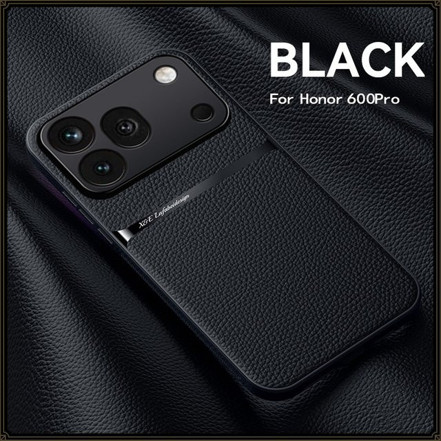 ELVEV Magnetische Handyhülle aus PU-Leder und weichem TPU für Honor 600 Pro und Honor 600 5G, Schwarz, mit Kameraschutz und ultradünnem Design - Bild 1