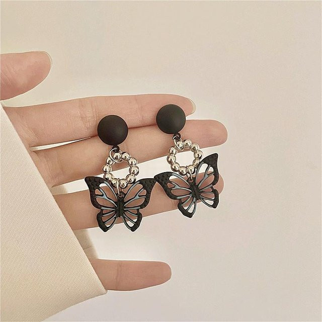 Wucifang Jewelry Ohrclips, Schmetterling, Schwarz, Metall, Damen - Bild 1
