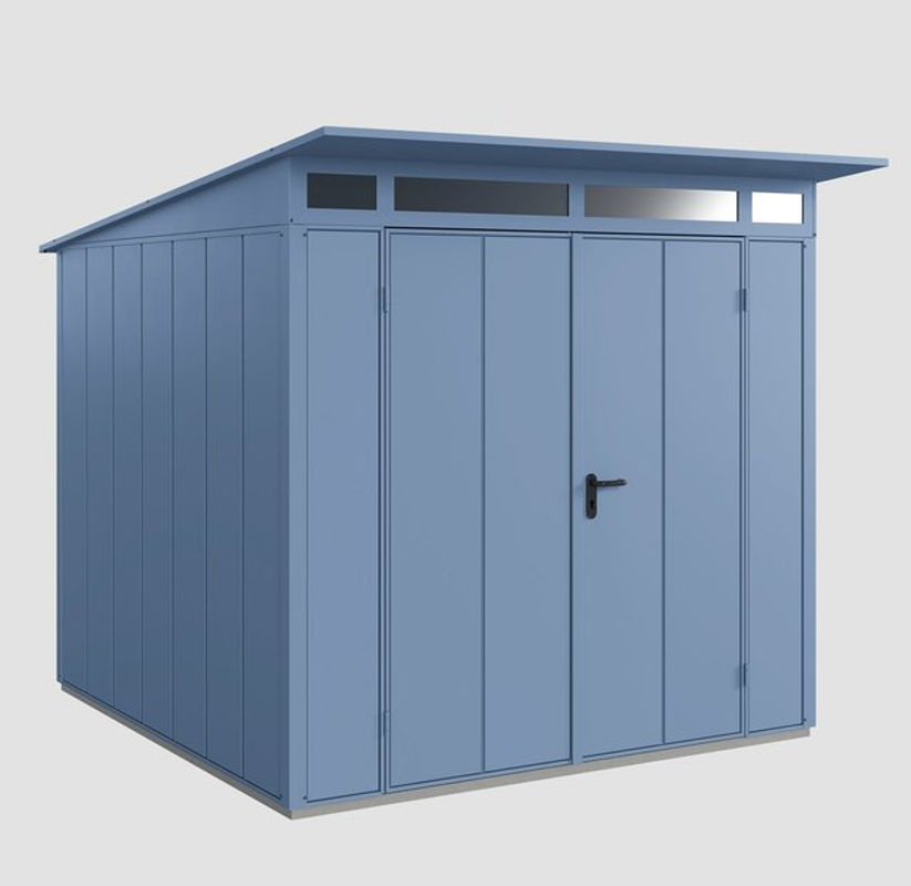 Ecostar Gerätehaus Elegant-P aus Metall in Blau mit Doppeldoor und Pultdach, B/H/T: 238 x 232,3 x 238 cm - Bild 3
