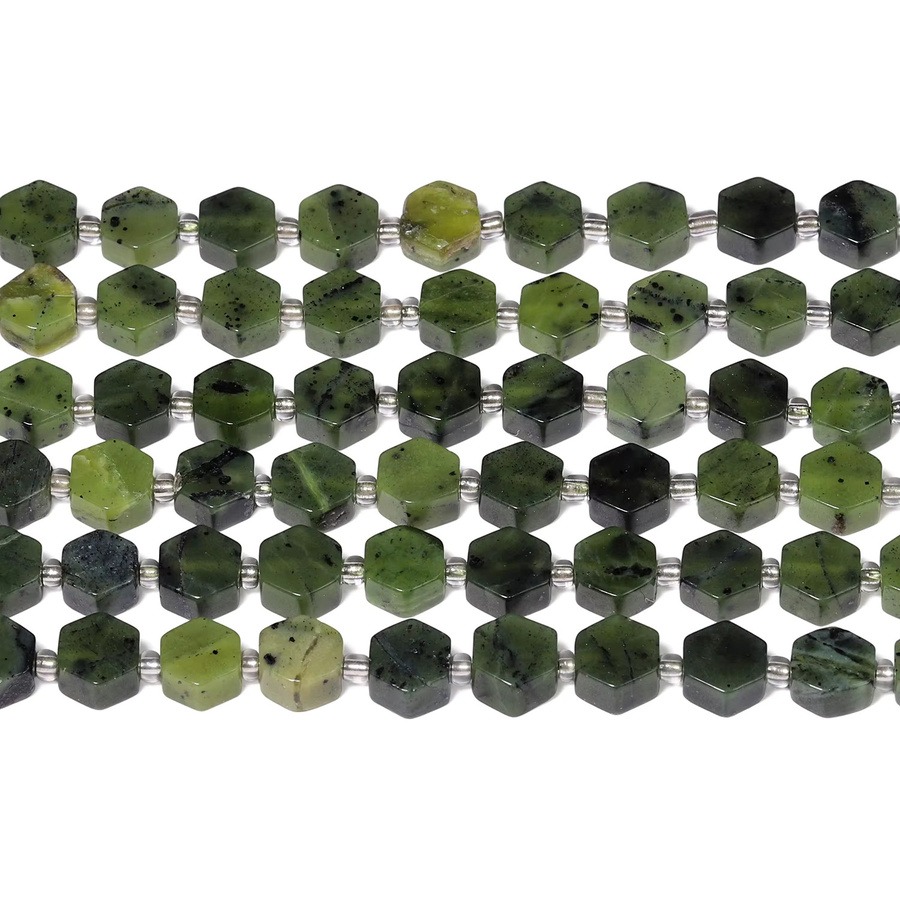 xilitata Natursteinperlen, Kanada-Jade, grün, sechseckig - Bild 4
