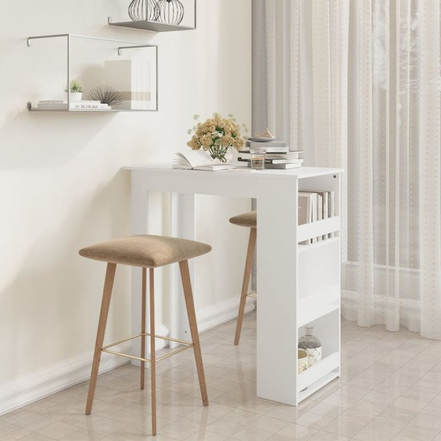 vidaXL Bartisch mit Ablageflächen in Weiß, B/T/H: 102 x 50 x 103,5 cm - Bild 2