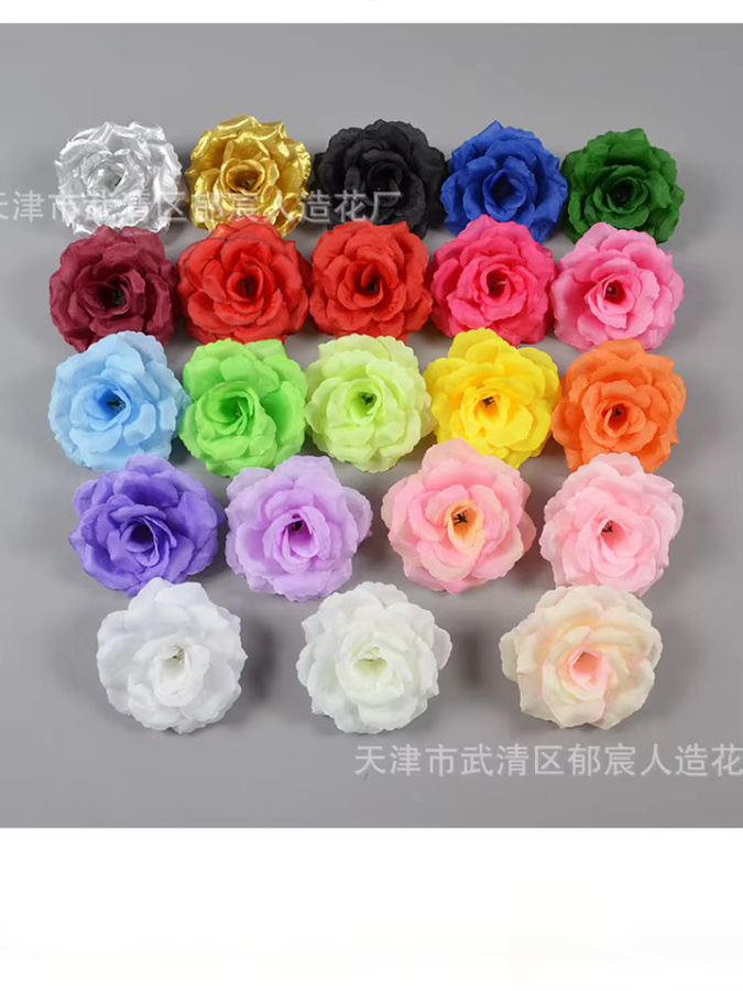 Wusmart 10 Stück künstliche Rosenblütenköpfe aus Textil in Pink und Multicolour, Durchmesser: 8 cm, Dekoration für Hochzeit und Party - Bild 5