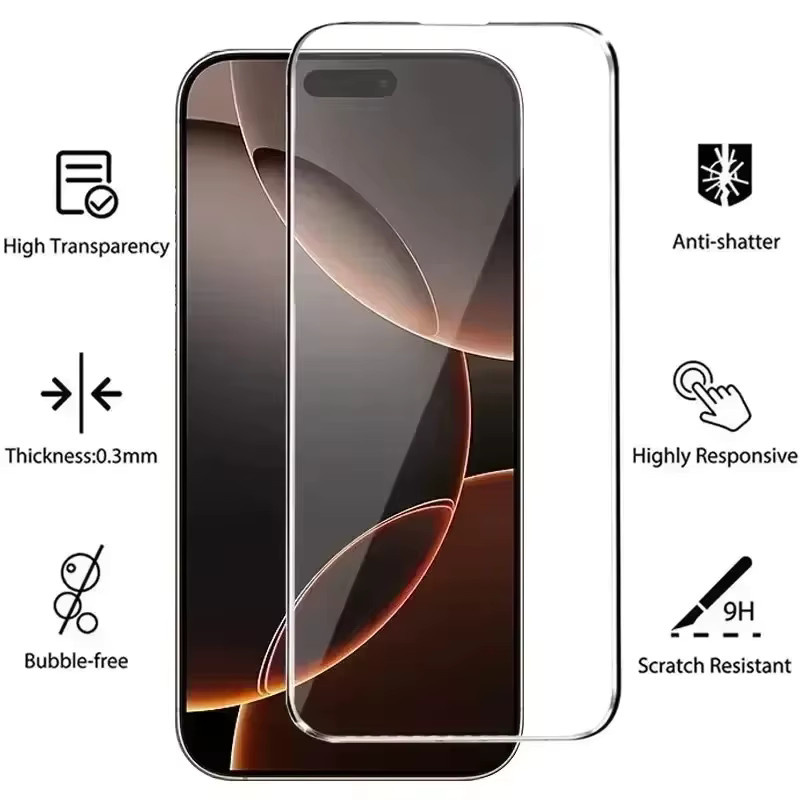 6 Stück Displayschutzfolie aus gehärtetem Glas für Apple iPhone 17 16 15 14 13 12 11 Pro Max Air 16e SE X XS XR in Transparent - Bild 2