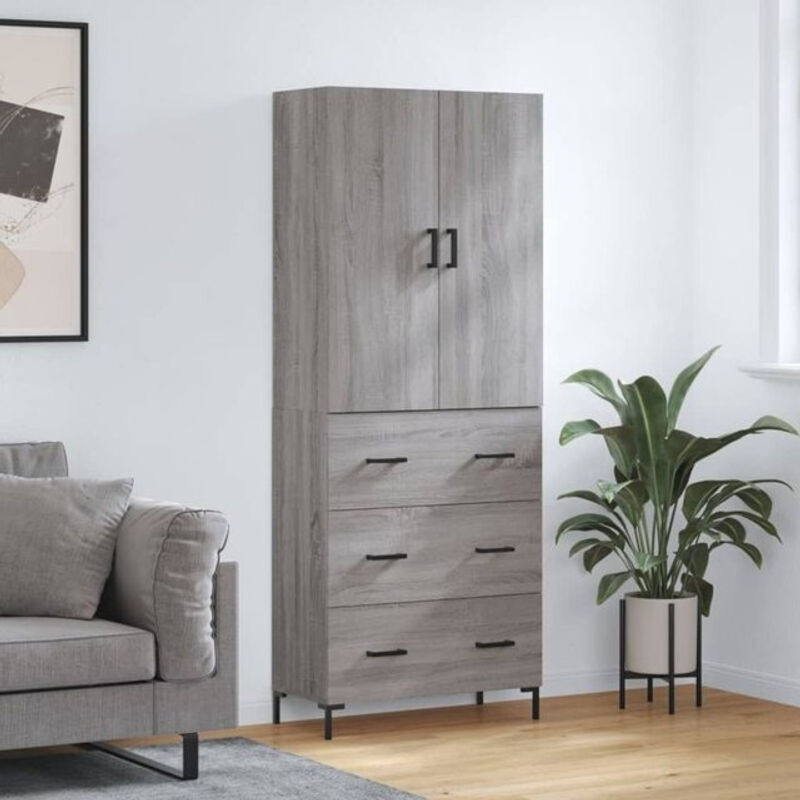 Vidaxl Highboard Modern in Grau aus Holzwerkstoff und Metall, B/T/H: 69,5 x 34 x 180 cm - Bild 1