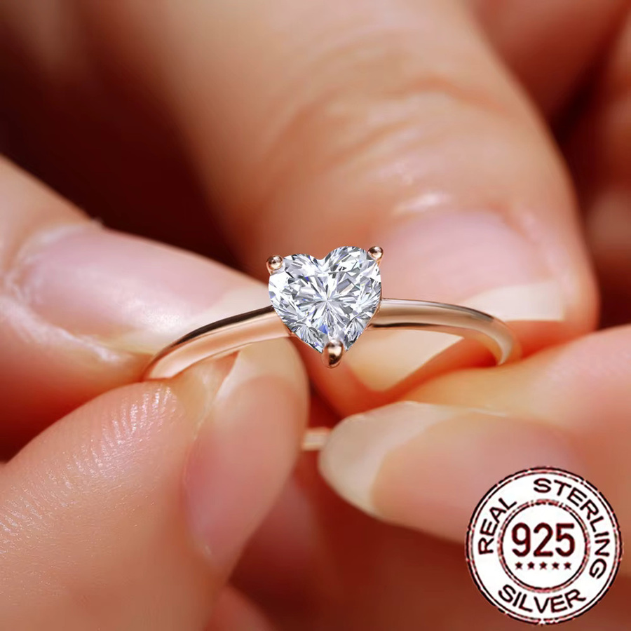 Cww zircons Ring, 925 Silber, vergoldet, Zirkonia, Damen, Herzform - Bild 2