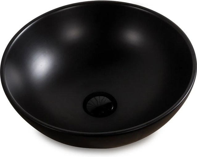 Stilform Highline Aufsatzwaschbecken aus Keramik in Schwarz Matt, Rund, Durchmesser: 40 cm, Höhe: 15,5 cm - Bild 1
