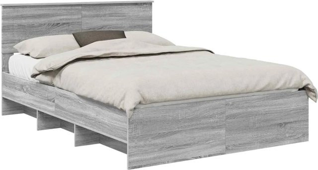 vidaXL Bettrahmen aus Holzwerkstoff in Grau Sonoma, B/T/H: 140 x 200 x 90 cm - Bild 1