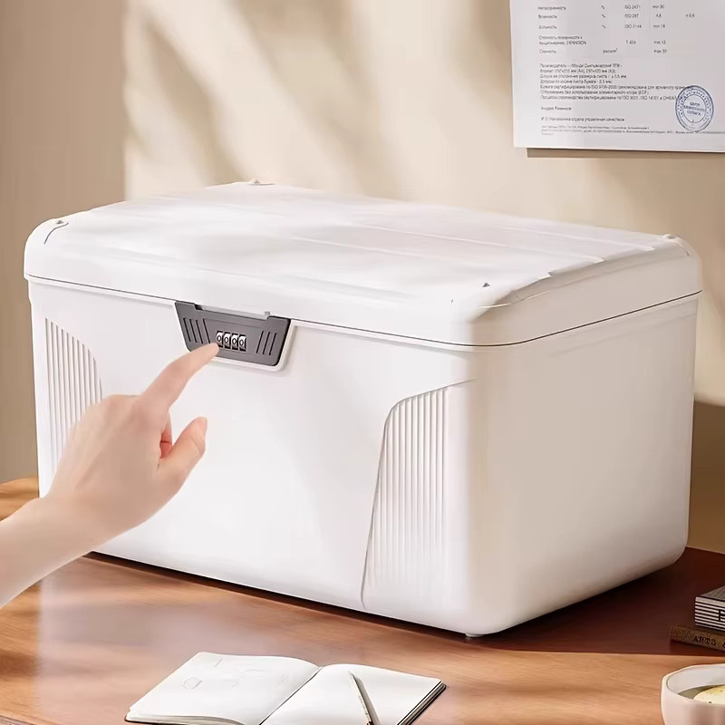 Abschließbare Aufbewahrungsbox von Untior in Weiß, stapelbarer Plastik-Organizer mit großer Kapazität für Haushalt und Büro - Bild 4