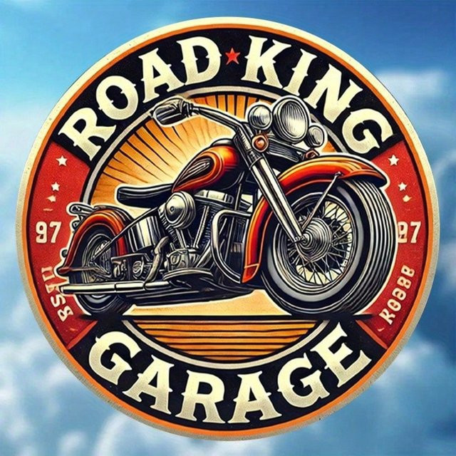 CIFBUY Road King Vintage Blechschild Retro Metall-Wanddekoration, B/H: 20 x 20 cm, Mehrfarbig - Bild 1