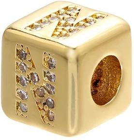 Goldfarbene quadratische A-Z Buchstabenperlen, 8x8mm, Unisex - Bild 1