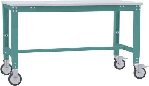 Manuflex AU7319.5021 Universal Arbeitstisch mobil mit PVC-Platte und höhenverstellbarem Gestell, Wasserblau, B/T/H: 100 x 80 x 75,2-97,2 cm - Bild 1