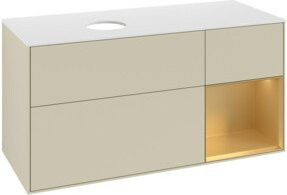 V&B Waschtischunterschrank Finion in Silber mit Goldgriffen, Breite: 120 cm, Tiefe: 50,1 cm, Höhe: 50,1 cm - Bild 1