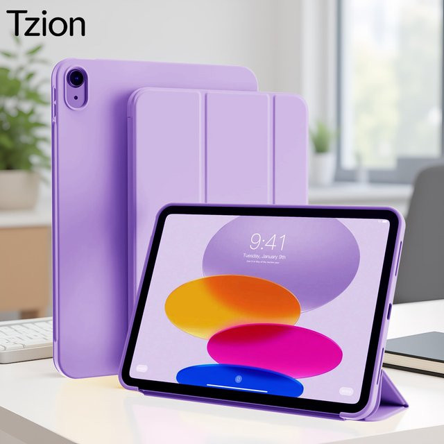 Magnetische Flip Smart Cover Hülle für iPad 11 Zoll (11. Generation 2025) und iPad 10,9 Zoll (10. Generation 2022) mit Ständer von tzion in Gelb oder Lila - Bild 1