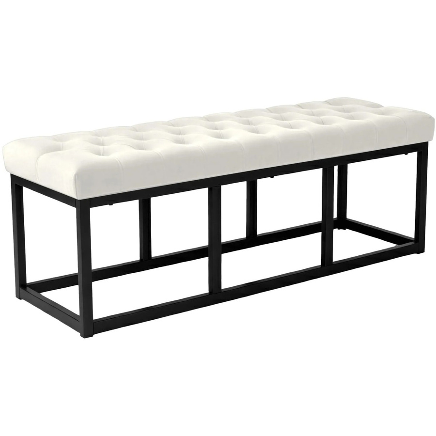 DELUKE Sitzbank MERIDA Polsterbank aus Samt in Creme, B/T/H: 120 x 37 x 42 cm - Bild 2