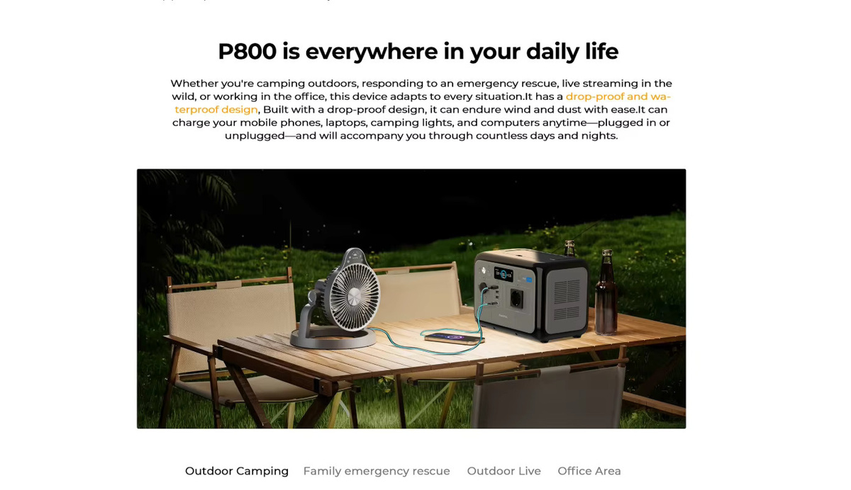 OUKITEL P800E Tragbare Powerstation 800W Solargenerator mit 512Wh LiFePO4-Akku in Schwarz - Bild 4