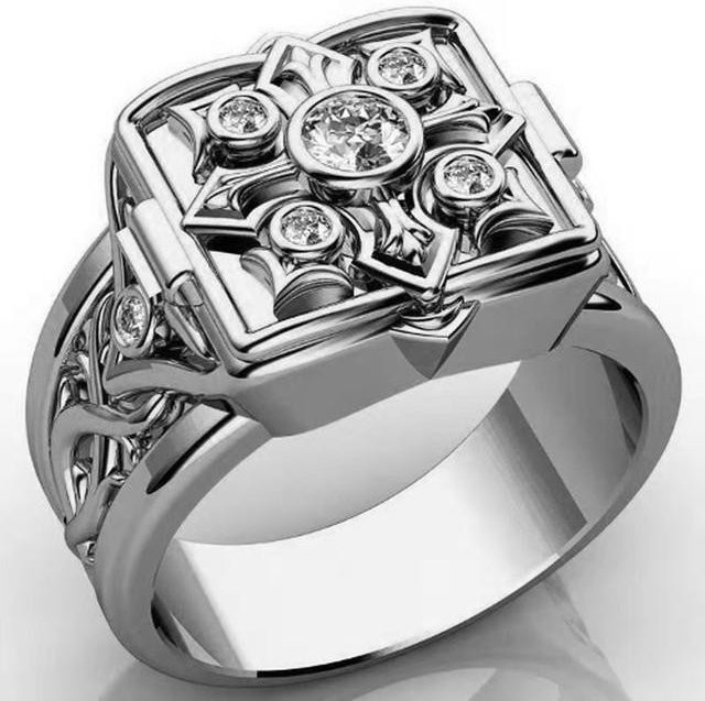 Allbestart Ring, Messing, Gold, Zirkonia, Herren - Bild 1